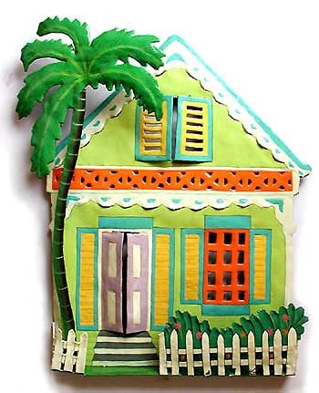 Painted Metal Gingerbread House Wall Hangings, 